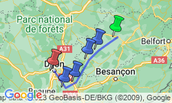 Google Map: The Petite Saône & The Burgundy Canal (port-to-port cruise)