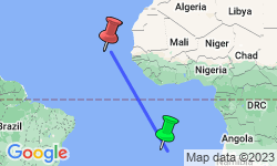 Google Map: St. Helena to Cape Verde