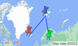 Google Map: Three Arctic Islands: Iceland, Greenland, Spitsbergen