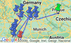 Google Map: Christmastime from Nuremberg to Basel with 2 Nights in Prague