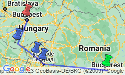 Google Map: The Danube from Romania to Budapest with 1 Night in Bucharest