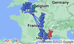 Google Map: Grand France with 2 Nights in French Riviera (Southbound)