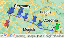 Google Map: Along the Danube and the Rhine - Following the Romantic Road (port-to-port cruise)
