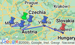 Google Map: Danube Holiday Markets (2025) - Passau to Budapest