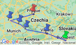 Google Map: Delightful Danube & Prague (2025) - Budapest to Prague