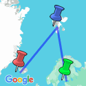 Google Map: Three Arctic Islands: Iceland, Greenland, Spitsbergen