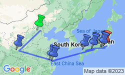 Google Map: Beijing to Tokyo: The Great Wall & Mt Fuji