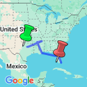 Google Map: USA: Dallas to Miami