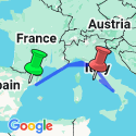 Google Map: Barcelona to Rome Quest