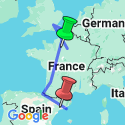 Google Map: London to Barcelona Quest