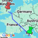Google Map: Rome to London Trail