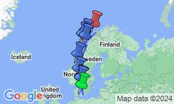 Google Map: Copenhagen to Northern Norway