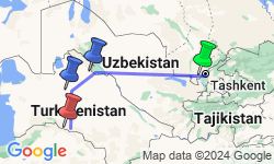 Google Map: Tashkent to Ashgabat