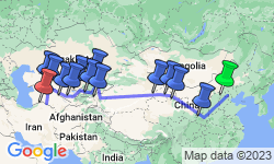 Google Map: Ultimate Silk Road: Beijing to Ashgabat