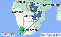 Google Map: Cape Town, Kruger & Zimbabwe