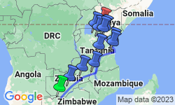 Google Map: Victoria Falls & Serengeti Overland: Lakes & Landos