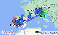 Google Map: Rome to Lisbon: Coasts & Countryside