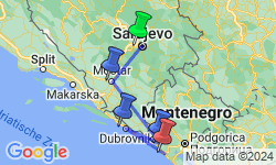 Google Map: Rondreis Servië, Bosnië en Herzegovina, Kroatië, Montenegro & Kosovo, 15 dagen