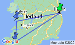 Google Map: Wandelreis Ierland, 8 dagen