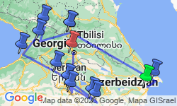 Google Map: Rondreis AZERBAIJAN, GEORGIË & ARMENIË - 23 dagen; Hoogtepunten van de Kaukasus