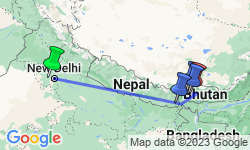Google Map: Rondreis BHUTAN - 16 dagen; Land van de donderende draak