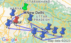 Google Map: Rondreis NOORD-INDIA - 22 dagen; Prachtige exotische rijkdom