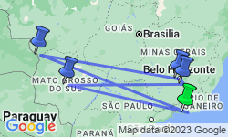 Google Map: Rondreis ZUID-BRAZILIE - 19 dagen; 'Bem vindo ao Brasil'
