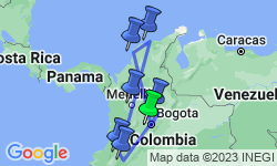 Google Map: Rondreis COLOMBIA - 21 dagen; Verrassend, gastvrij en onbekend