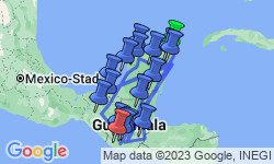 Google Map: Rondreis MEXICO, GUATEMALA & HONDURAS - 24 dagen; Schatten langs de Mayaroute