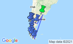 Google Map: Rondreis PATAGONIË - 24 dagen; Einde van de wereld