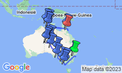 Google Map: Rondreis AUSTRALIË HOOGTEPUNTEN - 30 dagen; Land van kangoeroes en rode aarde