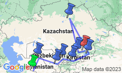Google Map: Rondreis CENTRAAL-AZIË - 22 dagen; Turquoise mozaïeken