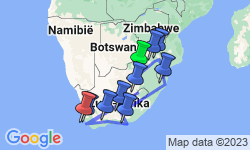 Google Map: Rondreis ZUID-AFRIKA, ESWATINI & LESOTHO - 23 dagen; Barbecuen tussen de 'Big Five'