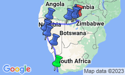 Google Map: Cape Town to Victoria Falls - Hotel/Lodge
