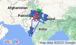 Google Map: Familiereis NOORD-INDIA - 16 dagen; Tulbanden, olifanten en paleizen
