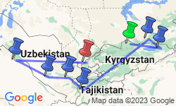 Google Map: Multi-Stan Adventure - Bishkek to Tashkent