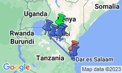 Google Map: Nairobi to Zanzibar: Serengeti & Sunsets