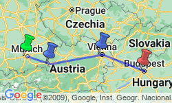 Google Map: Europe Christmas Markets: Munich to Budapest