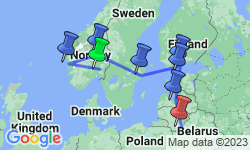 Google Map: Oslo to Vilnius