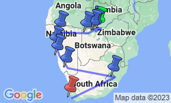 Google Map: Vic Falls to Cape Town