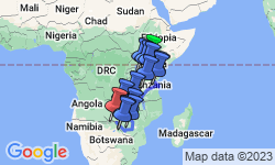 Google Map: Kenya to Vic Falls