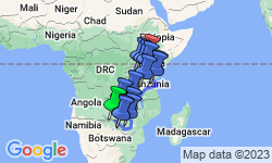 Google Map: Vic Falls to Kenya