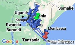 Google Map: Wandelvakantie Tanzania - Kilimanjaro