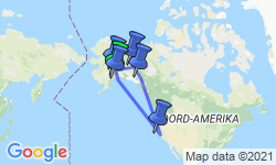 Google Map: Groepsrondreis Alaska en Yukon - Kampeer/hotel reis