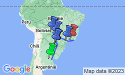 Google Map: Groepsrondreis BraziliÃ« en Buenos Aires