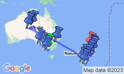 Google Map: Groepsrondreis AustraliÃ«/Nieuw-Zeeland