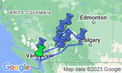 Google Map: 15 daagse fly drive Het beste van West Canada