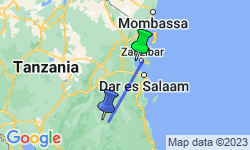 Google Map: 9 daagse safari Selous & Zanzibar