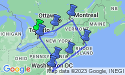 Google Map: 16 daagse fly drive Oost Canada & USA