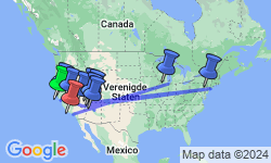 Google Map: Verenigde Staten -  rondreis West-Amerika, 18 dagen